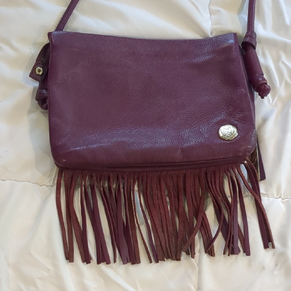 Vince Comuto Fringed Purple Leather Bag
